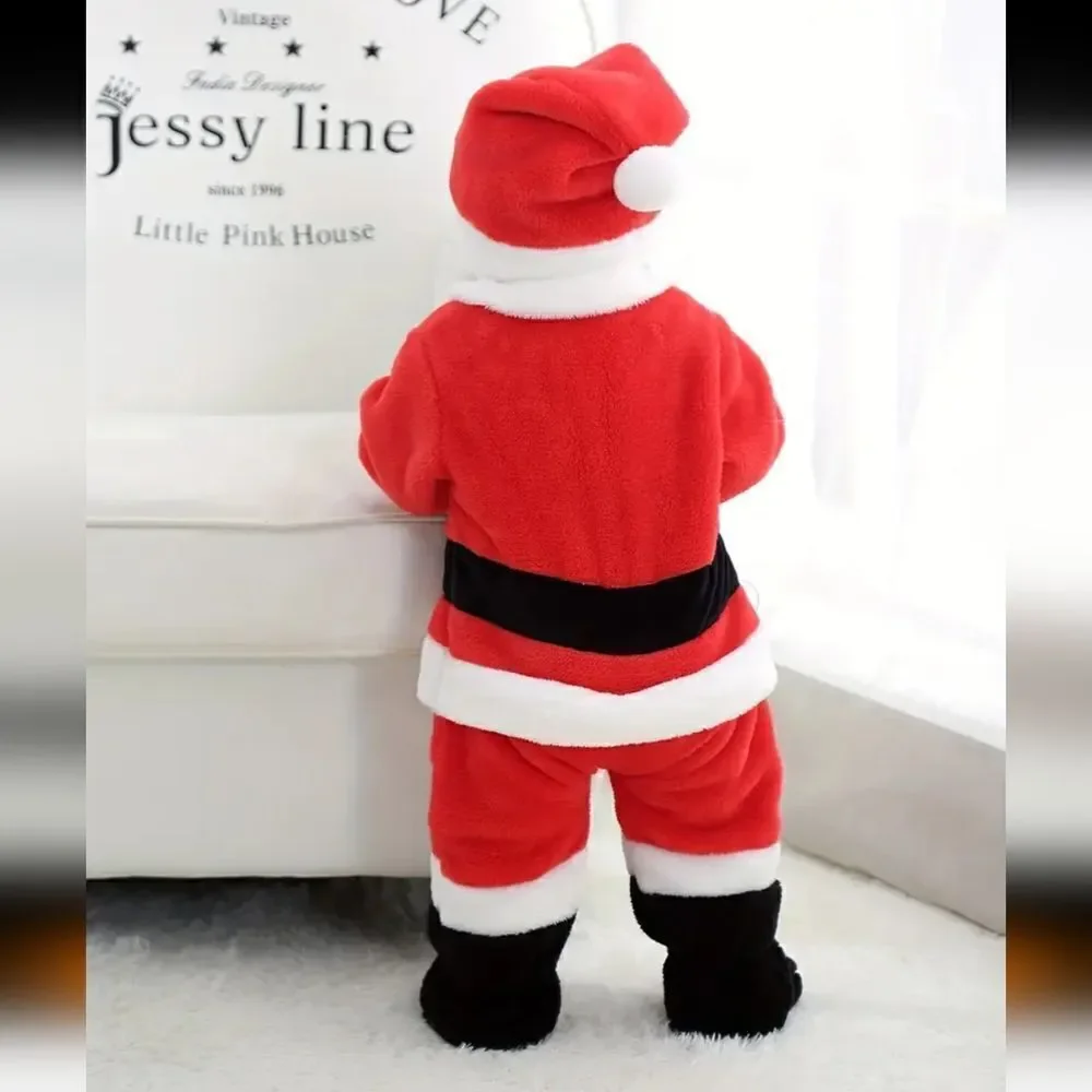 One PieceToddler Santa Claus Outfit Snowsuit Costume (Includes Hat) Sz 18-24 Mo